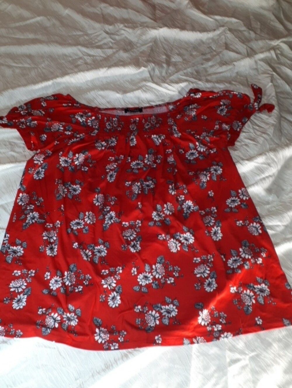 Red Floral Off-Shoulder Women's Top